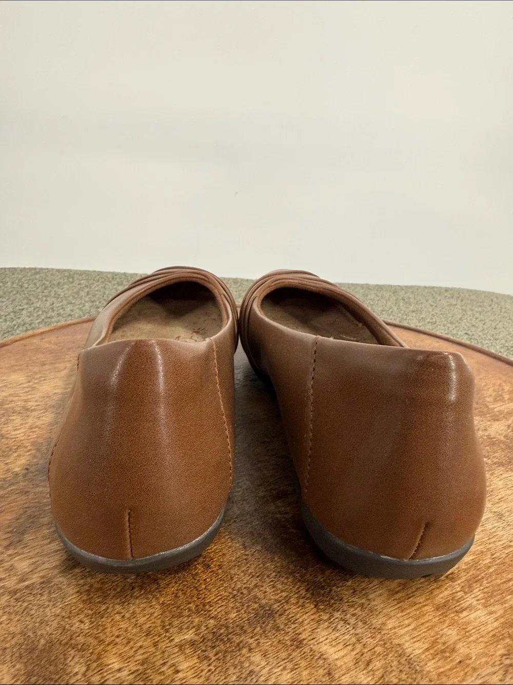 Earth Spirit Shoe Wm 9.5 Brown Faux Leather Slip-On Ballet Flats Gelron Comfort